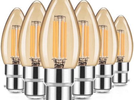 Bombilla vintage, Fulighture Bombilla LED B22, Color blanco cálido 2700 K, 4W, Pack de 6 Discount