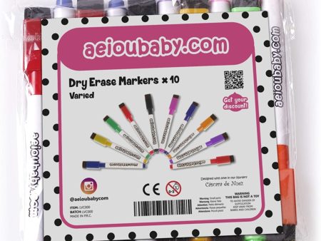 aeioubaby.com 10 Rotuladores Magnéticos para Pizarra Blanca con Borrador Incorporado, Especial borrado en seco, Set Colores Variados, Pack Ideal para el Hogar, Escuela y Oficina Embalaje Deteriorado Online Sale