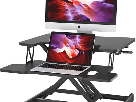 Bontec Standing Desk Convertidor de Escritorio Sentado De Pie, Ajustable en Altura con Bandeja de Teclado Profunda Escritorio para Sentarse para Estar de pie Reacondicionado For Discount