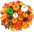 139 Pcs Calabazas Artificiales de Acción de Gracias,Decoración de Otoño con Calabaza, Hojas de Arce, Calabaza, Piñas, Bellotas para Halloween Navidad For Cheap