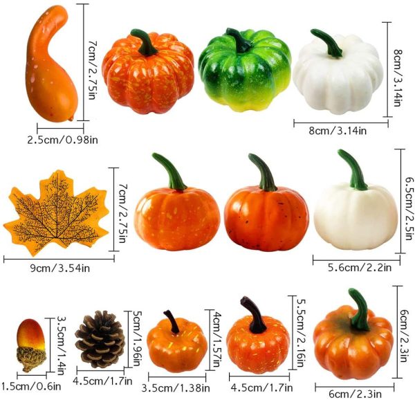 139 Pcs Calabazas Artificiales de Acción de Gracias,Decoración de Otoño con Calabaza, Hojas de Arce, Calabaza, Piñas, Bellotas para Halloween Navidad For Cheap