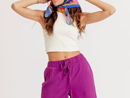 Purple Flowy Short For Discount