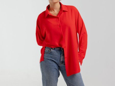 Red Oversized Shirt Fashion