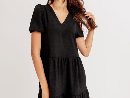 Black Ruffled Midi Dress Supply