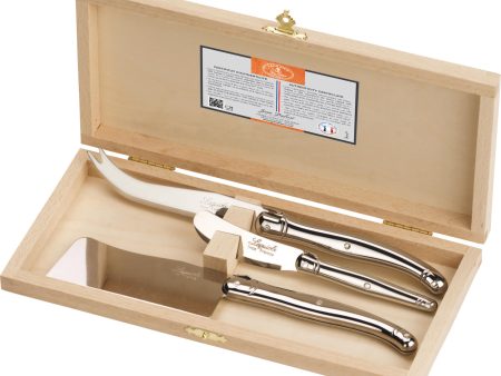 Laguiole Jean Dubost 3pc Stainless Steel Cheese Set in Box Sale