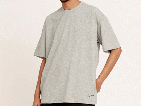 Light Grey Basic Oversized Tee For Cheap