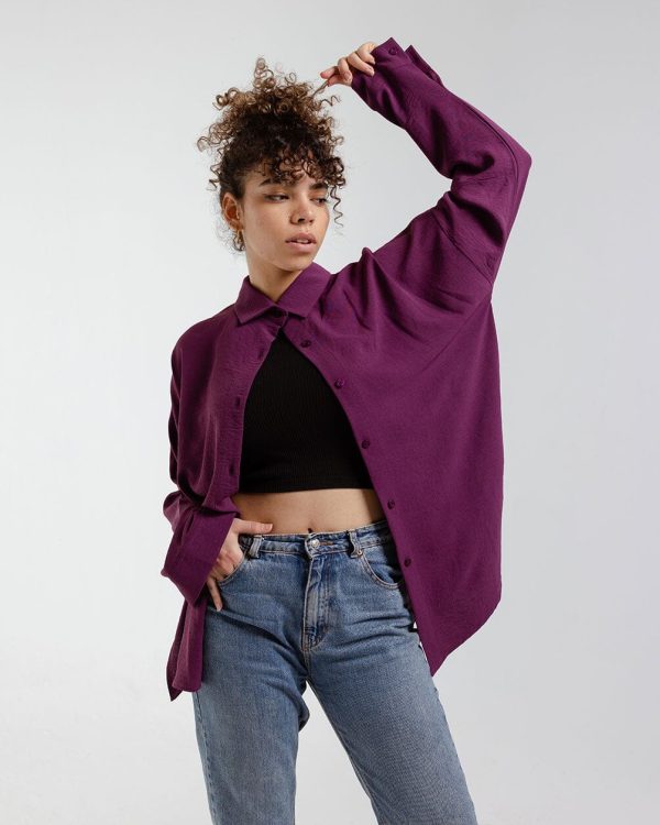 Burgundy Oversized Shirt Online Hot Sale