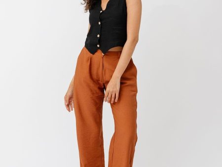 Camel Brown Linen Pants Online now