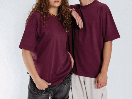 Burgundy Basic Oversized Tee Online