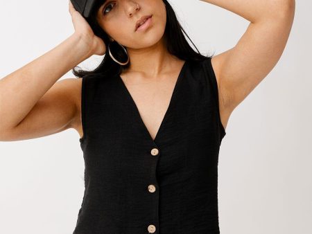 Black Linen Vest Online Sale