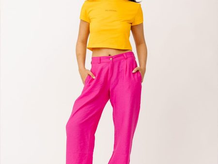 Fuchsia Linen Pants For Cheap