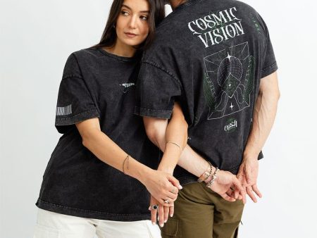 Cosmic Vision Acid Washed Oversized Tee Cheap