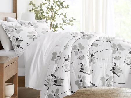 Magnolia Grey Patterned Down-Alternative Comforter Set For Discount