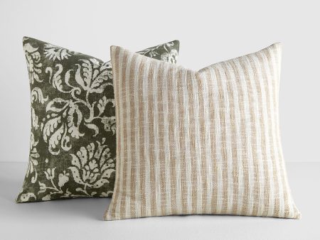 2-Pack Yarn-Dyed Bengal Stripe   Distressed Floral Décor Throw Pillows Cheap