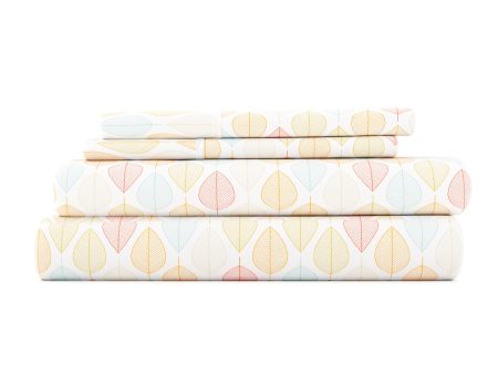 Leaf Pattern 4-Piece Sheet Set on Sale