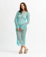 Cyan Knitted Fishnet Dress Discount