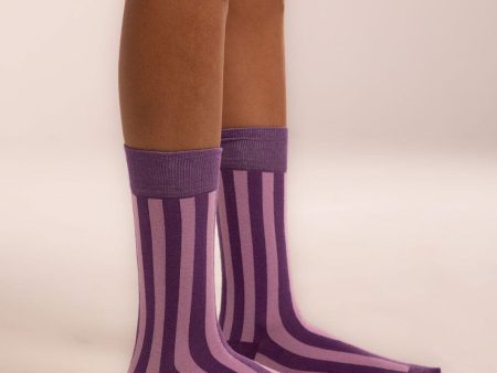 Purple Striped Retro Neck Socks Sale