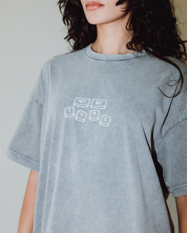 Not Your Type Acid Washed Oversized Tee For Cheap