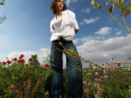 Female Wide-leg Blue Washed Jeans Supply