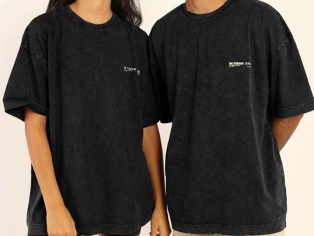 Black Acid Washed Oversized Tee For Cheap