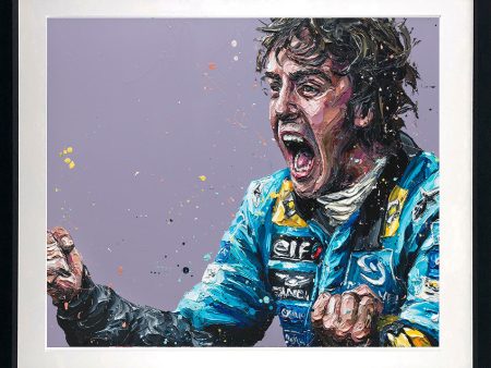 2005 Screaming Alonso Paper Print by Paul Oz For Sale